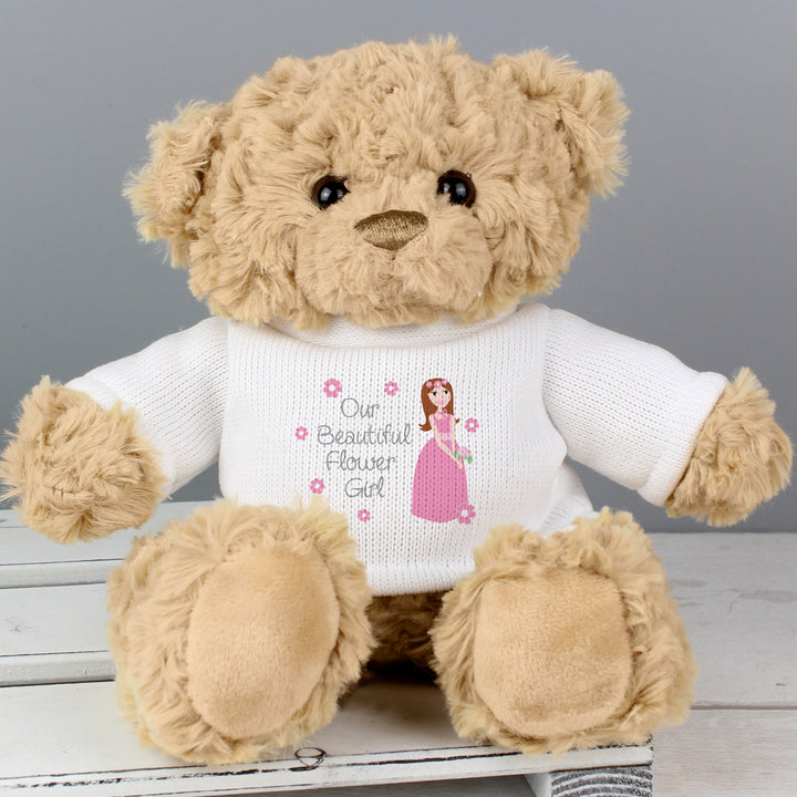 Fabulous Flower Girl Teddy Bear (Personalised Teddy Bears) available to buy now at www.giftsfinder.co.uk