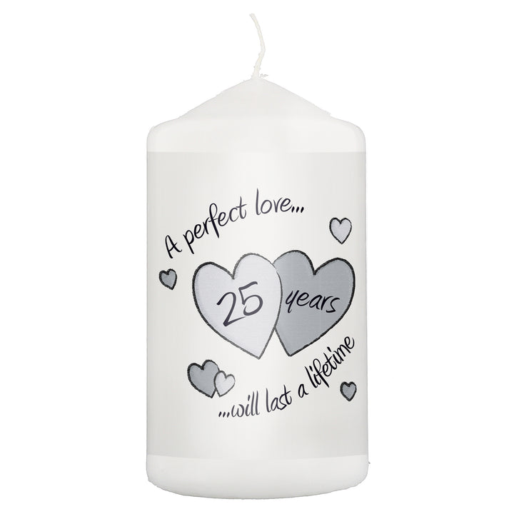 Buy Perfect Love Silver Anniversary Pillar Candle available now at www.giftsfinder.co.uk