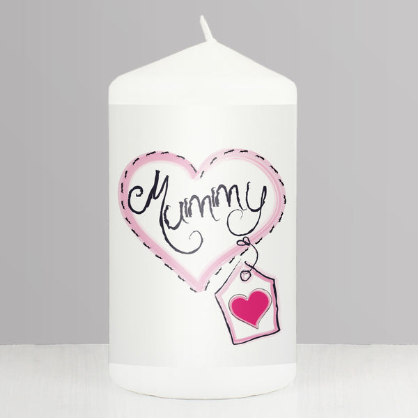 Buy Mummy Heart Stitch Pillar Candle available now at www.giftsfinder.co.uk