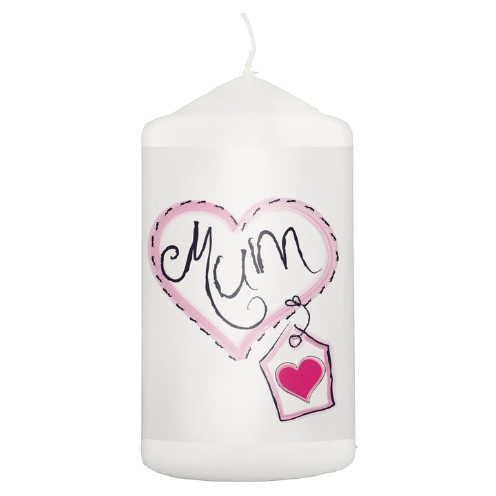 Buy Mum Heart Stitch Pillar Candle available now at www.giftsfinder.co.uk