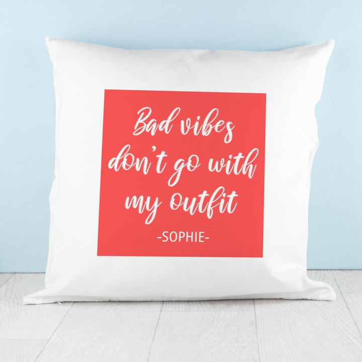 Buy No Bad Vibes Cushion Cover available now at www.giftsfinder.co.uk