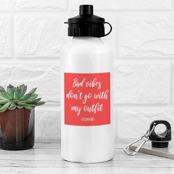 Buy No Bad Vibes White Water Bottle available now at www.giftsfinder.co.uk