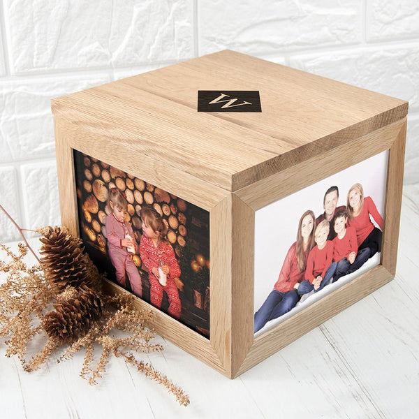 Buy Oak Photo Keepsake Box with Initials available now at www.giftsfinder.co.uk