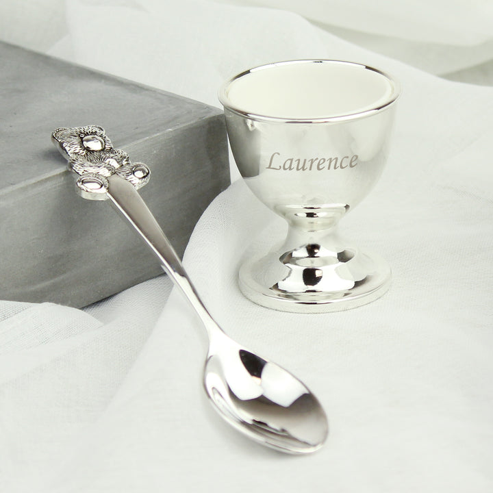 Personalised Silver Egg Cup & Spoon in gift category Personalised Childrens Egg Cups