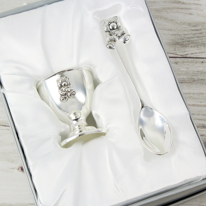 Personalised Silver Egg Cup & Spoon in gift category Personalised Childrens Egg Cups