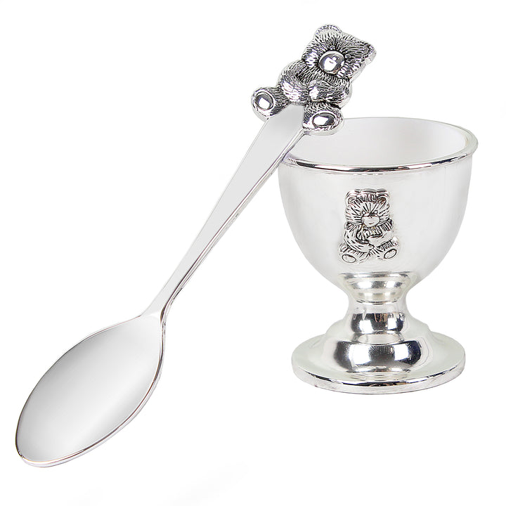 Personalised Silver Egg Cup & Spoon in gift category Personalised Childrens Egg Cups