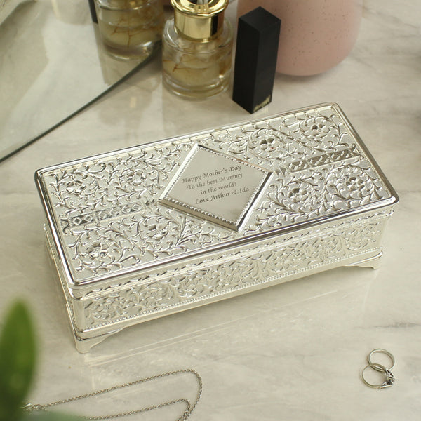 Buy Personalised Antique Silver Plated Jewellery Box available now at www.giftsfinder.co.uk