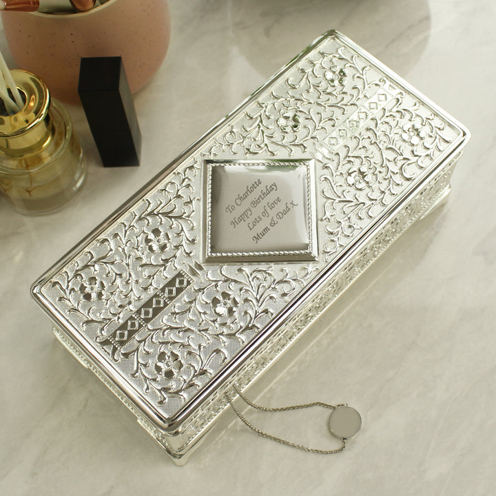 Buy Personalised Antique Silver Plated Jewellery Box available now at www.giftsfinder.co.uk