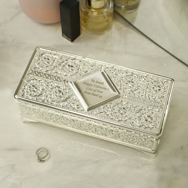 Buy Personalised Antique Silver Plated Jewellery Box available now at www.giftsfinder.co.uk