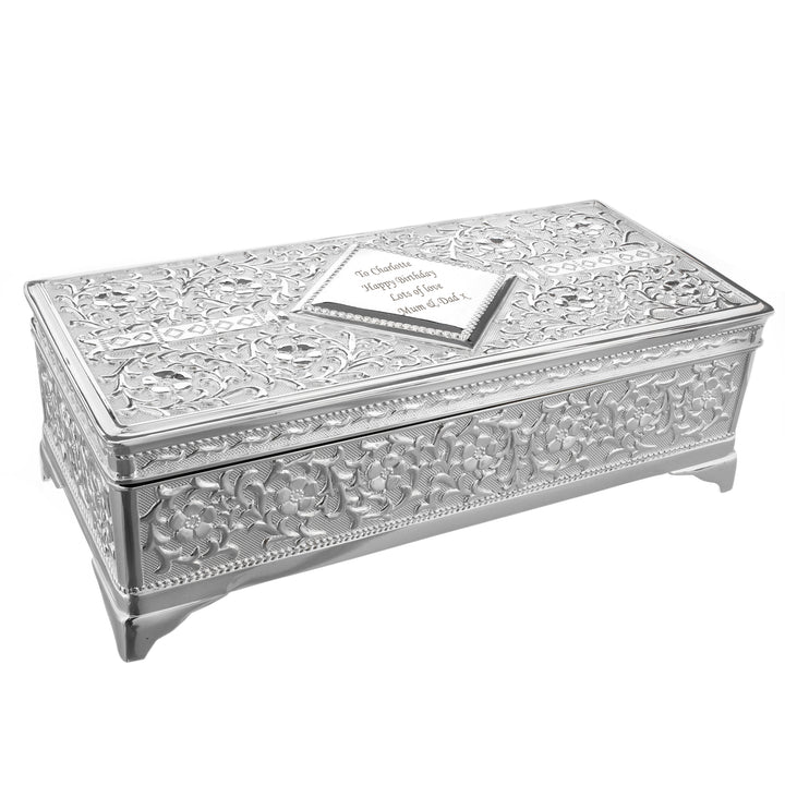 Buy Personalised Antique Silver Plated Jewellery Box available now at www.giftsfinder.co.uk