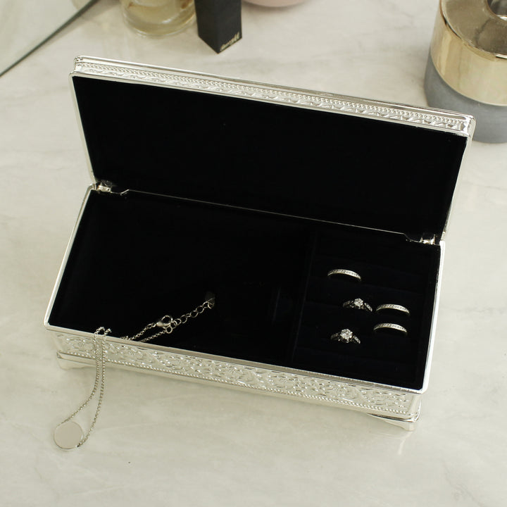 Buy Personalised Antique Silver Plated Jewellery Box available now at www.giftsfinder.co.uk