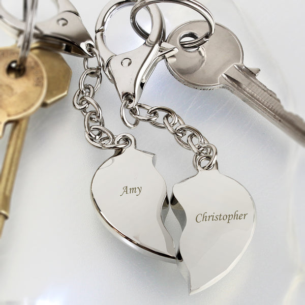 Personalised Two Hearts Keyring in gift category Personalised Keyrings