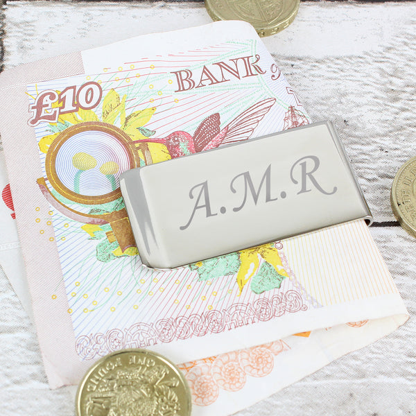 Personalised Silver Plated Money Clip in gift category Personalised Money Clips