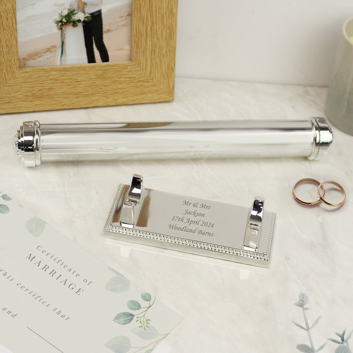 Personalised Plain Silver Plated Certificate Holder - part of the Gifts Finder Personalised Certificate Holders collection