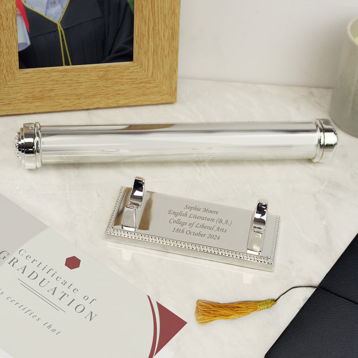 Personalised Plain Silver Plated Certificate Holder - part of the Gifts Finder Personalised Certificate Holders collection