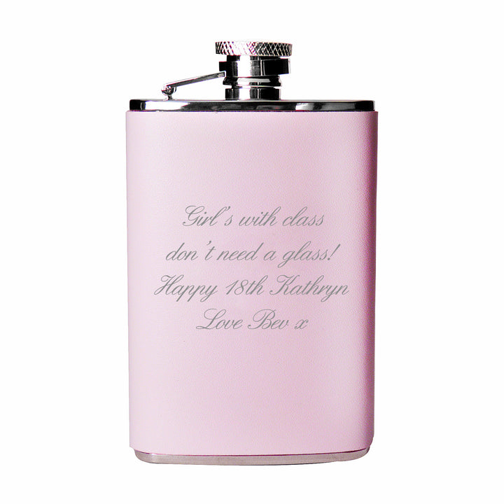 Buy Personalised Pink Hip Flask at www.giftsfinder.co.uk