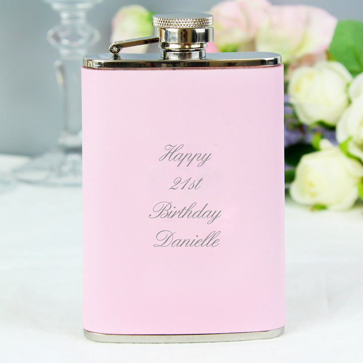 Buy Personalised Pink Hip Flask at www.giftsfinder.co.uk