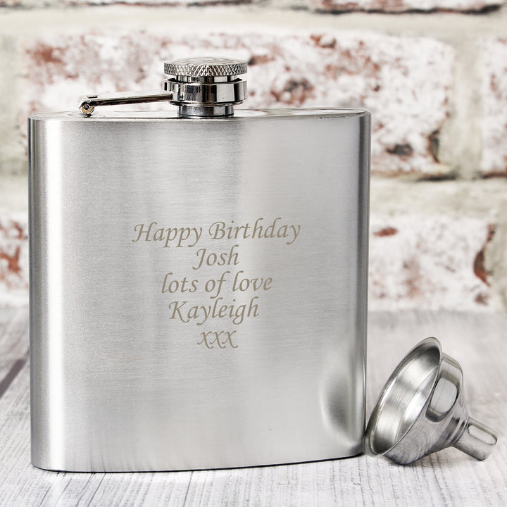 Buy Personalised Boxed Stainless Steel Hip Flask available now at www.giftsfinder.co.uk