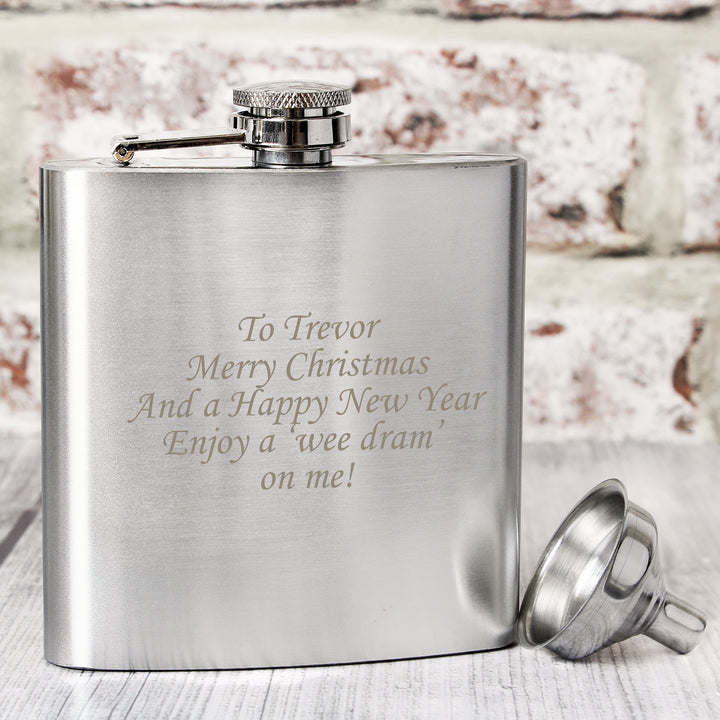 Buy Personalised Boxed Stainless Steel Hip Flask available now at www.giftsfinder.co.uk