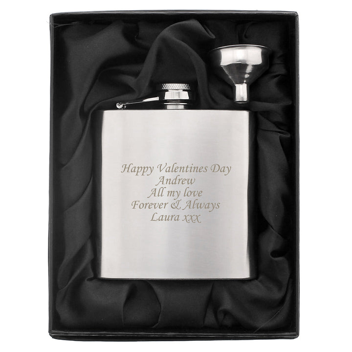 Buy Personalised Boxed Stainless Steel Hip Flask available now at www.giftsfinder.co.uk