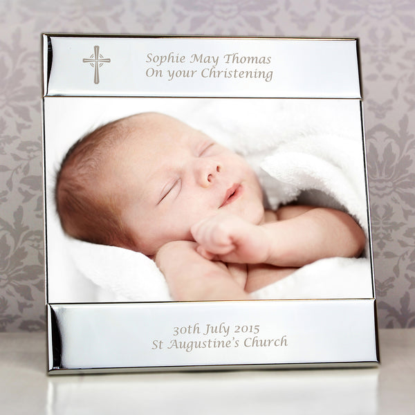 Personalised Silver Cross Square 6x4 Photo Frame in gift category Personalised Photo Frames