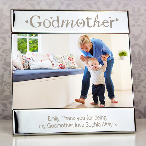 Personalised Silver Godmother Square 6x4 Photo Frame in gift category Personalised Photo Frames