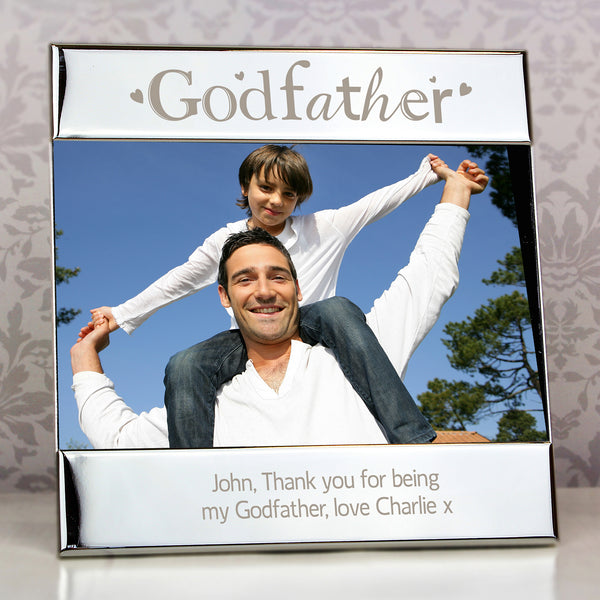 Personalised Silver Godfather Square 6x4 Photo Frame in gift category Personalised Photo Frames