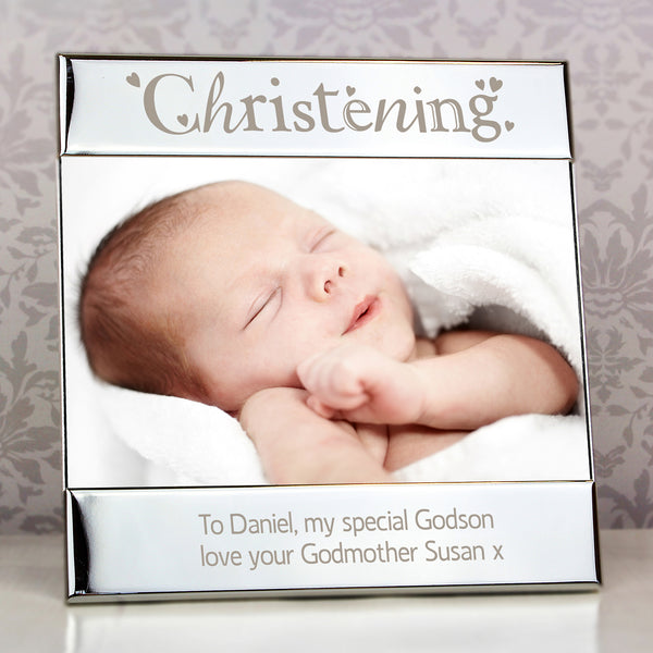 Personalised Silver Christening Square 6x4 Photo Frame in gift category Personalised Photo Frames