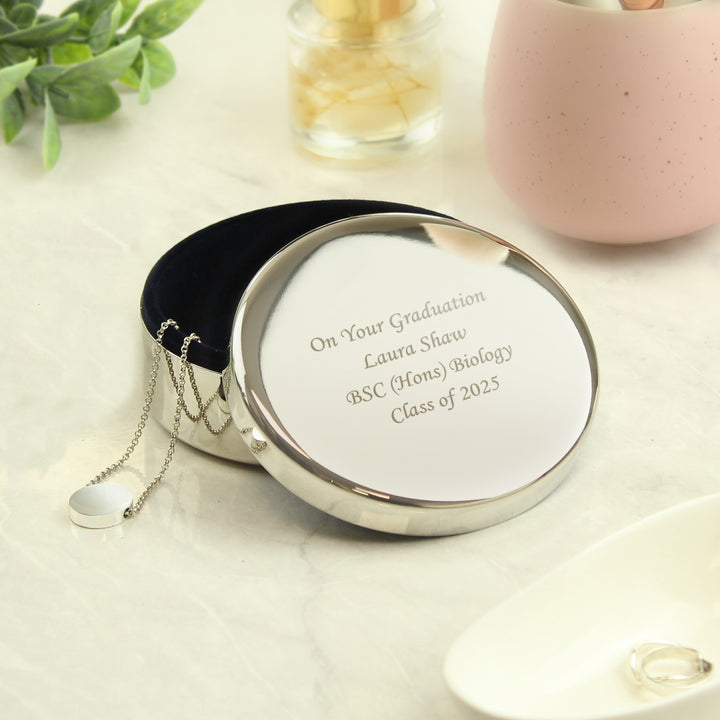 Personalised Round Trinket Box in gift category Personalised Trinket Boxes