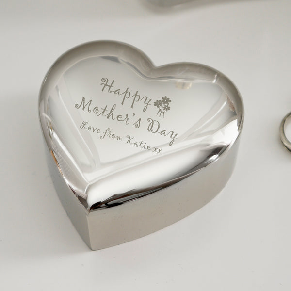 Buy Personalised Happy Mothers Day Heart Trinket Box available now at www.giftsfinder.co.uk