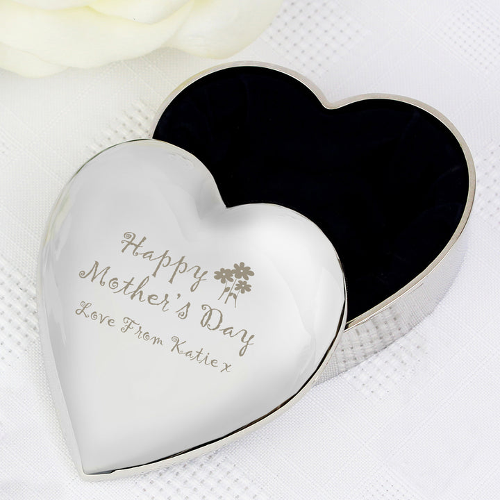 Personalised Happy Mothers Day Heart Trinket Box - part of the Gifts Finder Personalised Mother's Day Gifts collection