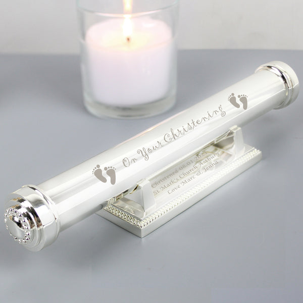 Buy Personalised Christening Silver Plated Certificate Holder available now at www.giftsfinder.co.uk