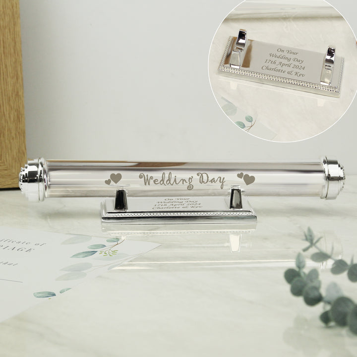 Personalised Wedding Day Silver Plated Certificate Holder in gift category Personalised Wedding Gifts