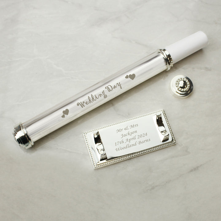 Personalised Wedding Day Silver Plated Certificate Holder in gift category Personalised Wedding Gifts