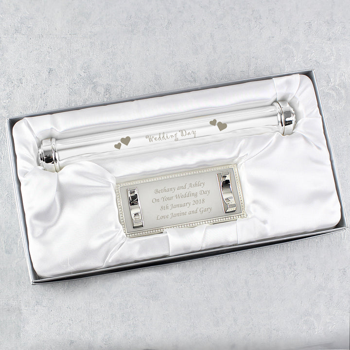 Personalised Wedding Day Silver Plated Certificate Holder in gift category Personalised Wedding Gifts