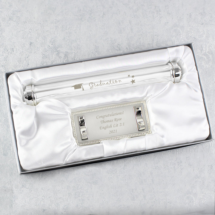 Personalised Graduation Silver Plated Certificate Holder - part of the Gifts Finder Personalised Graduation Gifts collection