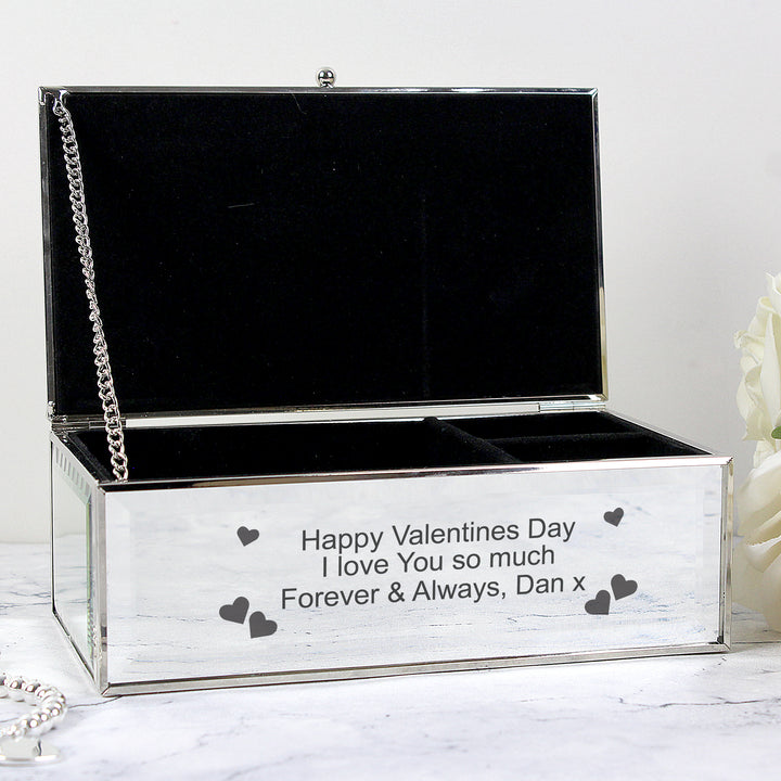 Buy Personalised Hearts Mirrored Jewellery Box available now at www.giftsfinder.co.uk