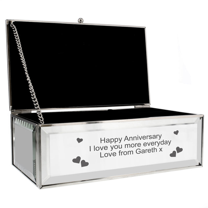 Buy Personalised Hearts Mirrored Jewellery Box available now at www.giftsfinder.co.uk