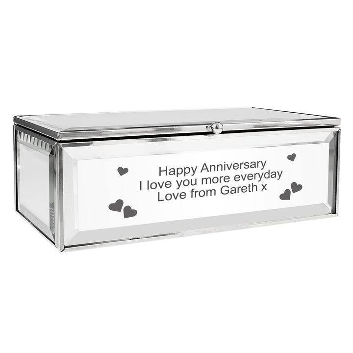 Buy Personalised Hearts Mirrored Jewellery Box available now at www.giftsfinder.co.uk