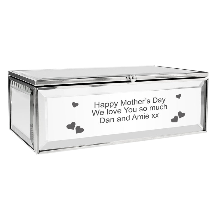 Buy Personalised Hearts Mirrored Jewellery Box available now at www.giftsfinder.co.uk