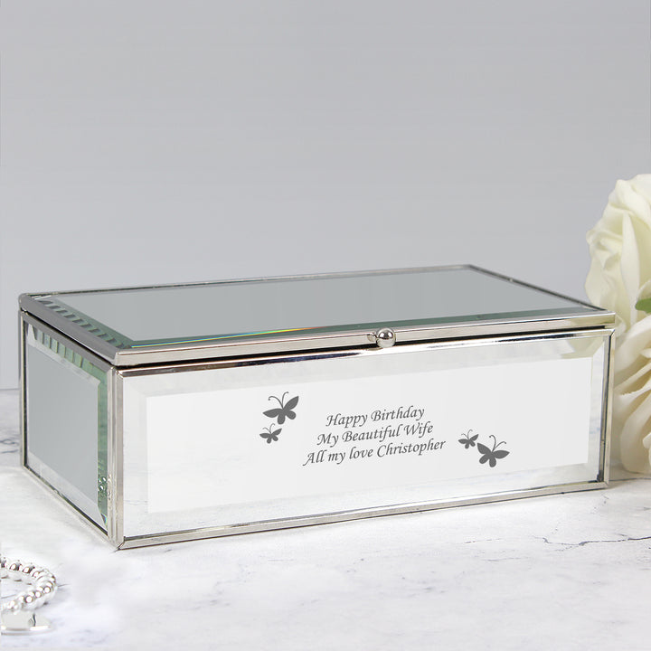 Buy Personalised Butterflies Mirrored Jewellery Box available now at www.giftsfinder.co.uk