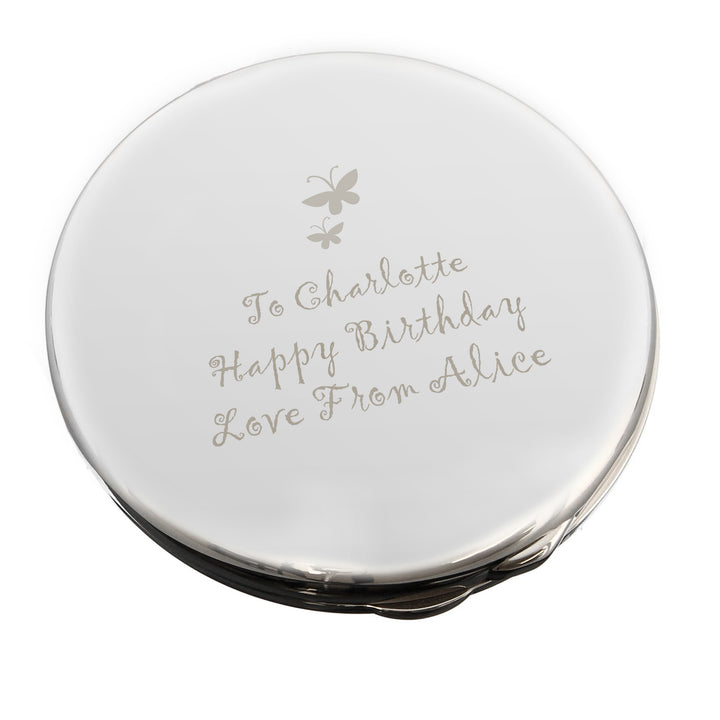 Buy Personalised Butterfly Round Compact Mirror available now at www.giftsfinder.co.uk