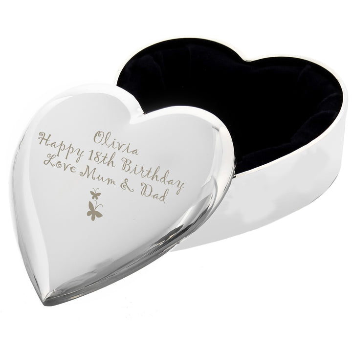 Buy Personalised Butterfly Heart Trinket Box available now at www.giftsfinder.co.uk