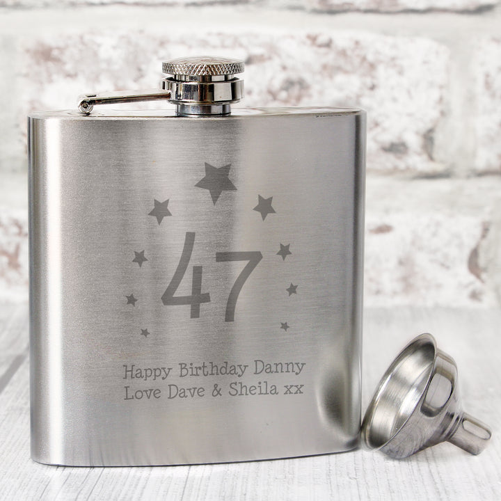 Personalised Stars Age Hip Flask in gift category Personalised Hip Flasks