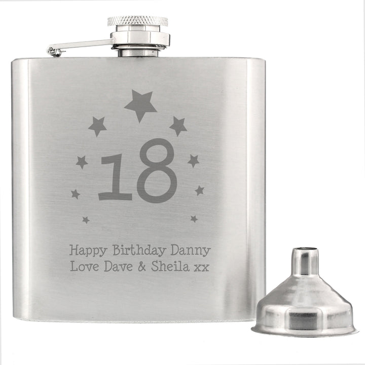 Personalised Stars Age Hip Flask in gift category Personalised Hip Flasks