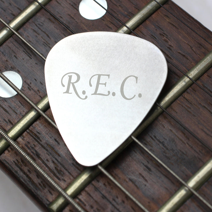 Personalised Initials Silver Plectrum - part of the Gifts Finder Personalised Plectrums collection