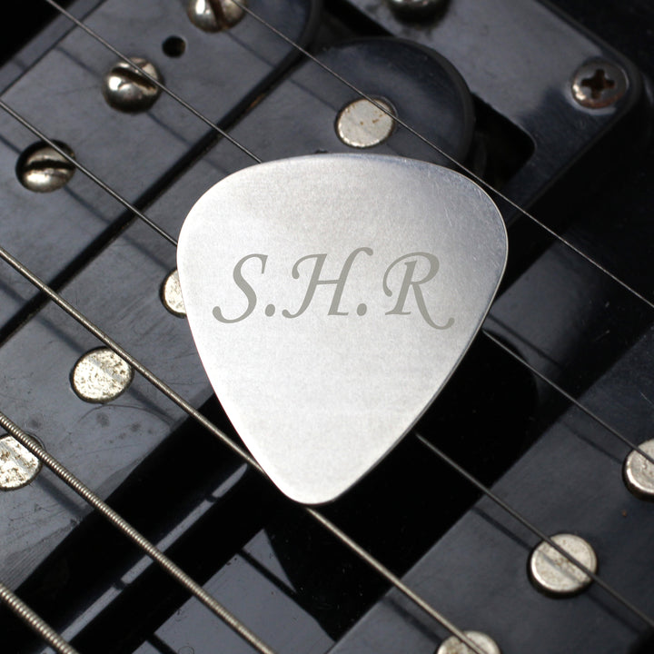 Personalised Initials Silver Plectrum - part of the Gifts Finder Personalised Plectrums collection