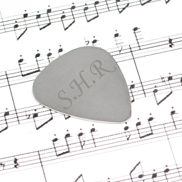 Personalised Initials Silver Plectrum - part of the Gifts Finder Personalised Plectrums collection