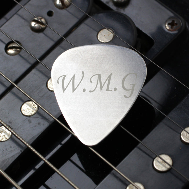 Personalised Initials Silver Plectrum - part of the Gifts Finder Personalised Plectrums collection