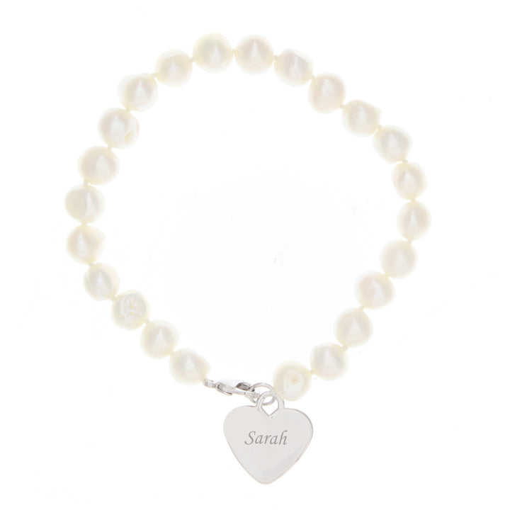 Personalised White Freshwater Pearl Scripted Name Bracelet in gift category Bracelets